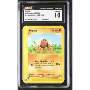 CGC 10 GEM MINT Diglett 106/165 Pokémon Expedition Non Holo Graded Card (PSA)